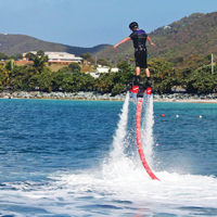 Hovering on a flyboard, Lindberg Bay, ST. Thomas, Water sports on st. thomas