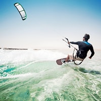 Kiteboarding along Bonaire's southwestern coastline