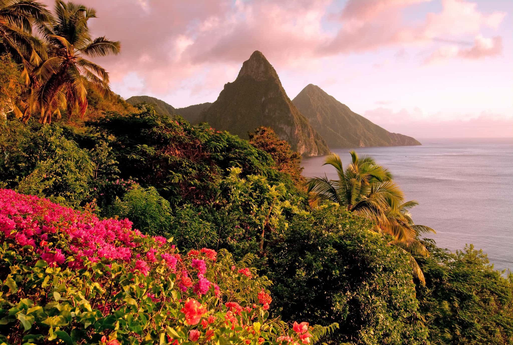 St. Lucia Pitons at Sunset