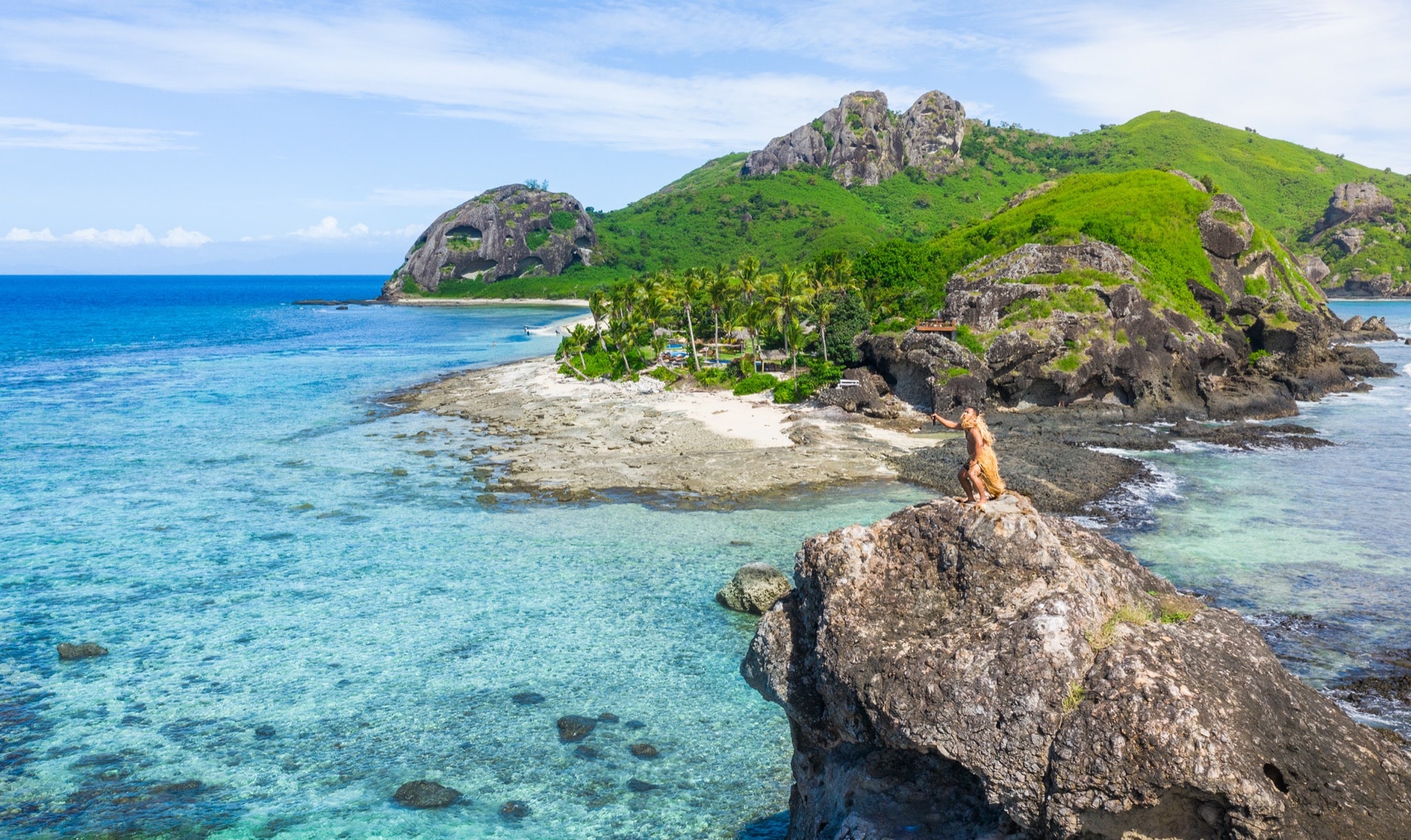 Fiji Yasawa Islands Warrior on Rock